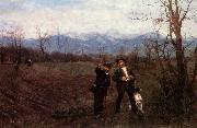 Wilhelm Leibl Leibl und Sperl auf der Huhnerjagd oil on canvas